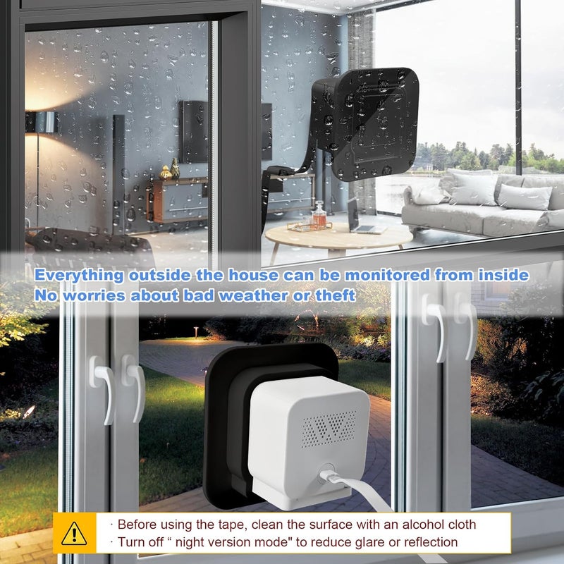 REEYEAR 2 Pack Window Mount fits for Wyze Cam V4/V3 – Stick-On Glass Camera Holder for Outdoor Monitoring, Birdwatching, Pet Viewing, No-Drill Mount for Renters – Not for Double Pane or Frosted Glass,Black - Image 4